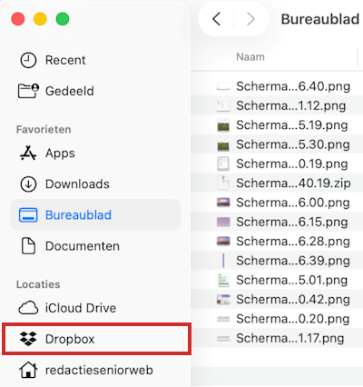 Dropbox-map in Finder terugvinden